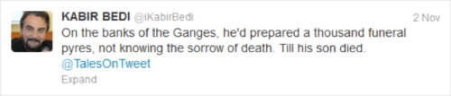 Tweet by Kabir Bedi