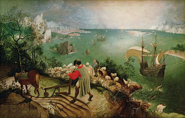 Pieter Bruegel the Elder, De val van Icarus (Landscape with the Fall of Icarus), ca. 1558, Musées royaux des Beaux-Arts de Belgique, Bruxelles