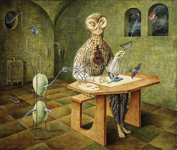 Remedios Varo, Creation of the Birds (La creación de las aves), 1957, oil on masonite, © by the artist, dacs/vegap.