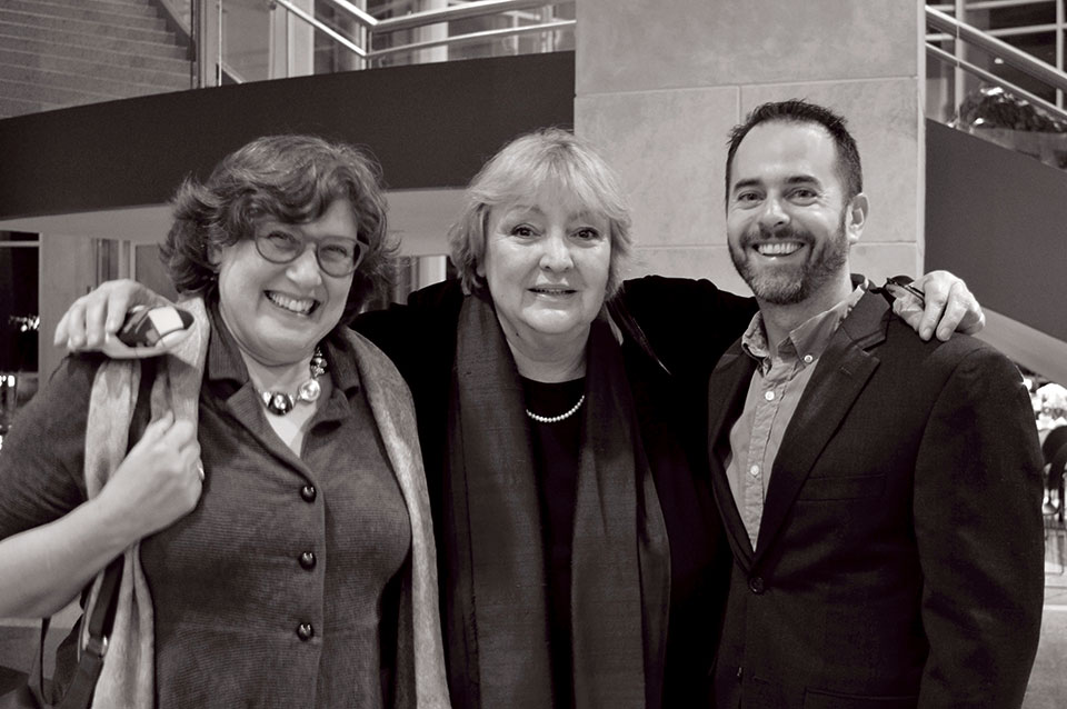 Ellen Elias-Bursać, Dubravka Ugresšić, and Chad Post at the 2016 Neustadt Festival banquet.