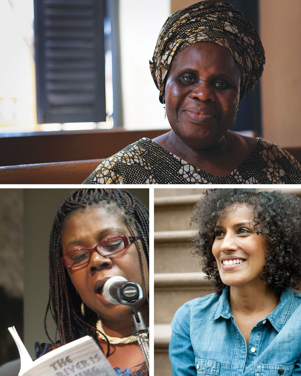 Clockwise from Top: Ama Ata Aidoo, Aracelis Girmay, Patricia Jabbeh Wesley