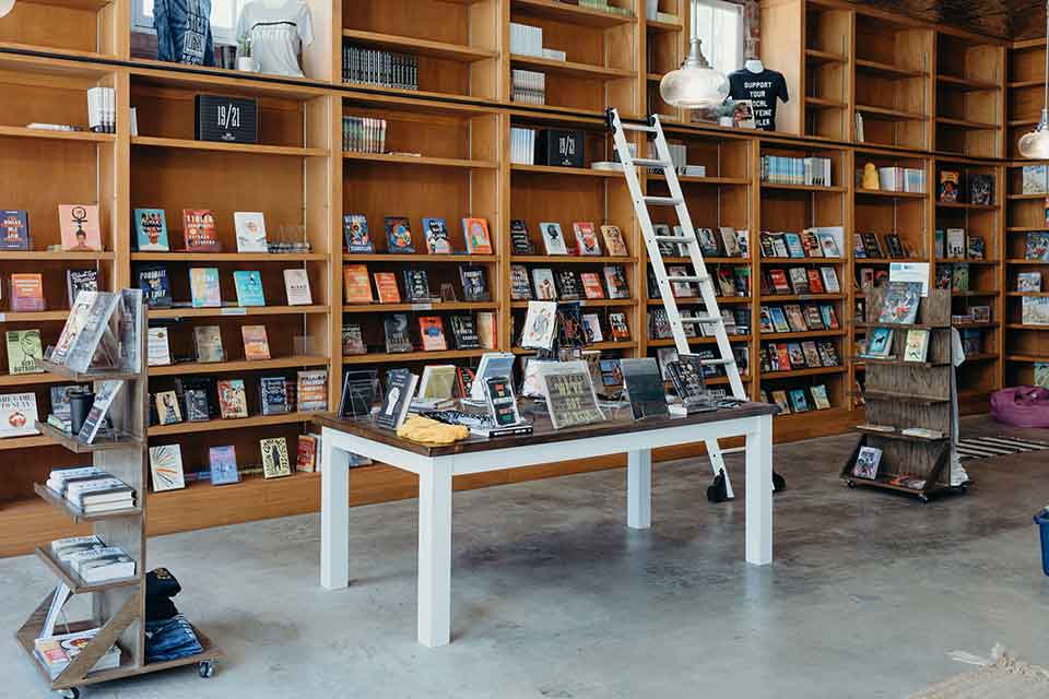 A photograph of interior of Fulton Street Books