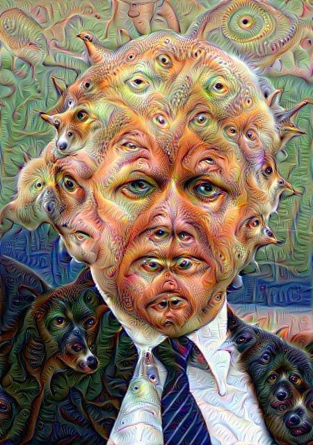 Google Deep Dream illustration of Donald Trump.