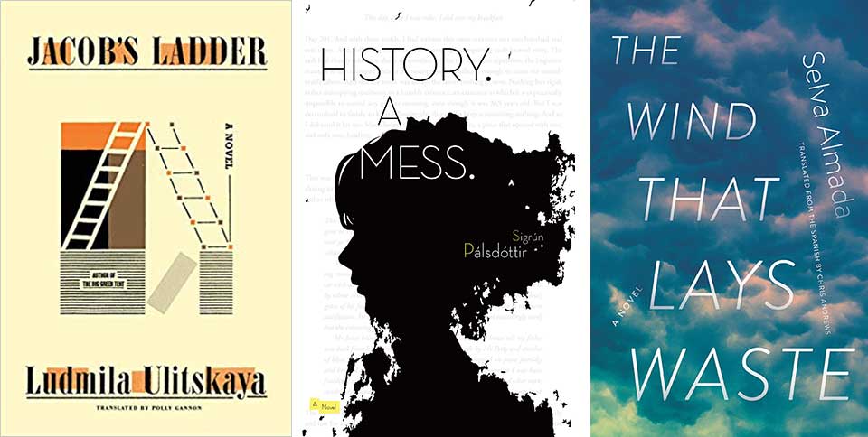 The covers to three books highlighted in the post (Jacob's Ladder, History: A Mess, and The Wind that Lays Waste)