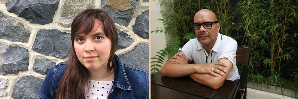 Translation prize winner Allana C. Noyes juxtaposed with poet Fabián Casas