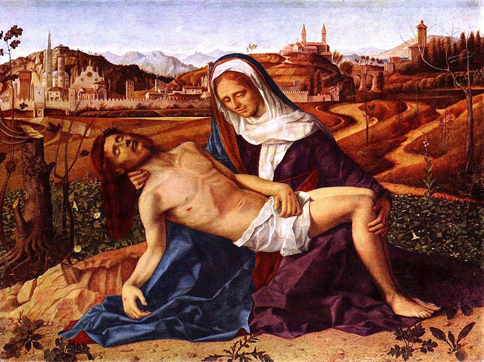 Giovanni Bellini, Pietà (1505), oil on wood, 65 x 90 cm, Gallerie dell’Accademia, Venice