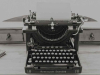 A black and white photo of a typewriter