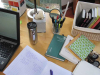 An organized desk with books and papers on it