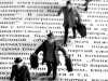 Lost in Translation illustration of figures walking on Russian text.