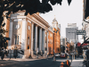 A photograph of downtown Philadelphia shot from the street