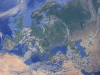 A detail of the Earth from space focused on Europe and Central Asia