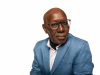 A color photograph of Boubacar Boris Diop juxtaposed against a white background