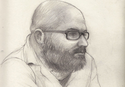 A pencil drawing of Zisis Ainalis