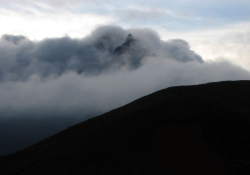 A cloud-capped mountain